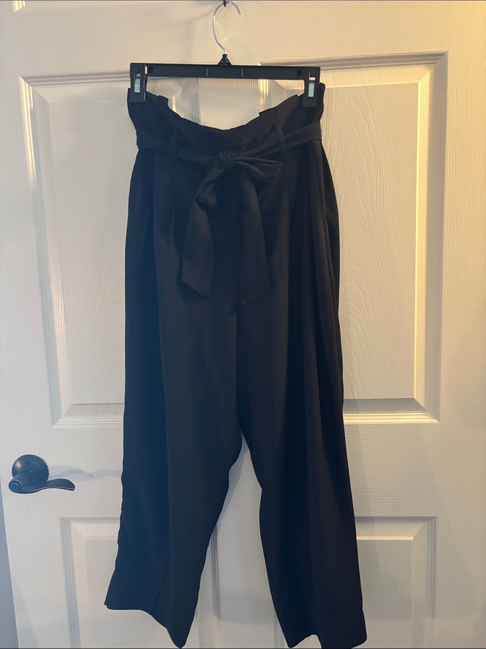 Madewell Tie-Waist Black Paperbag Trousers